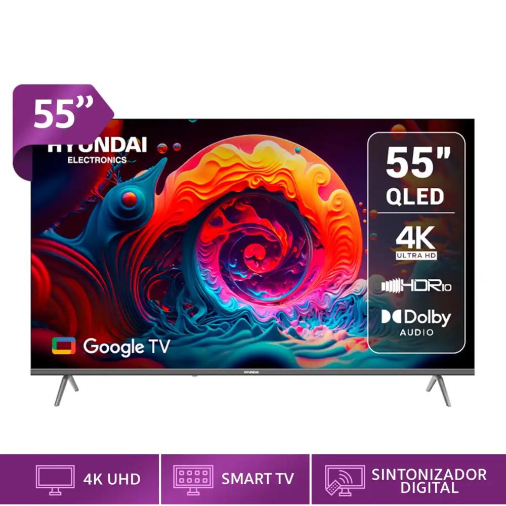 Televisor HYUNDAI 55 QLED Smart TV GOOGLE TV 4K UHD - HYLED5529QG