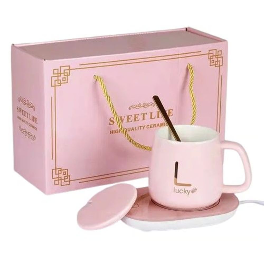 Taza Con Calentador Eléctrico Rosa