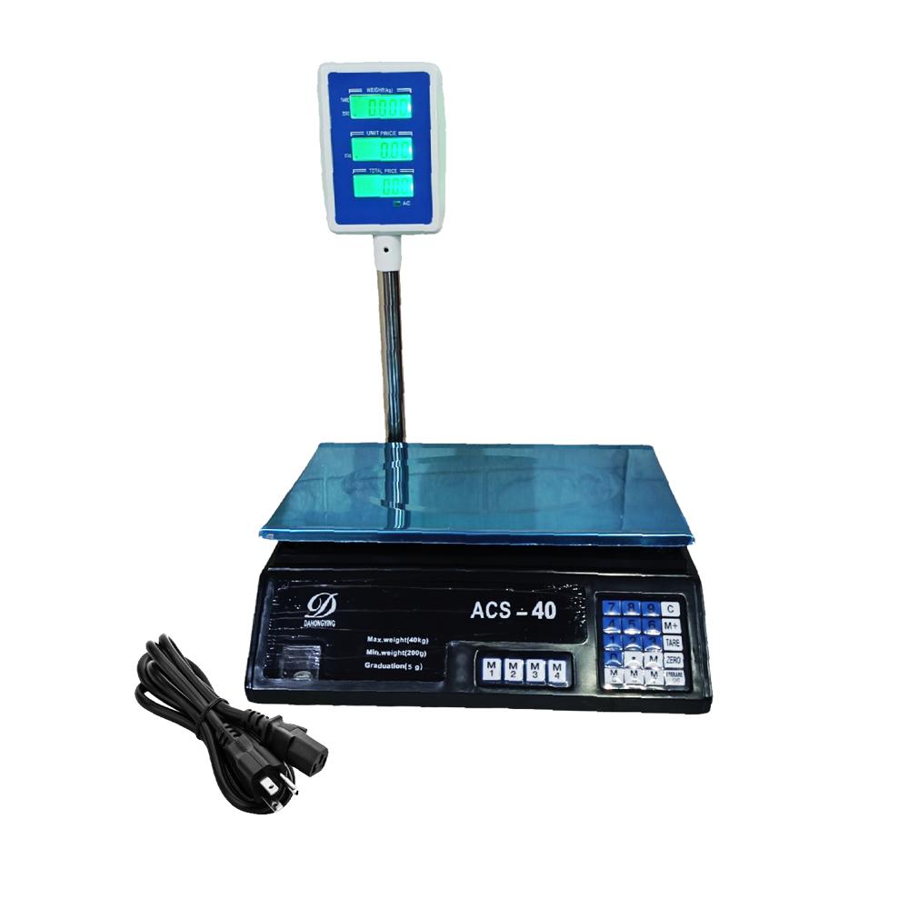 Balanza Bodeguera 40 Kg con Torre Doble Pantalla Negro