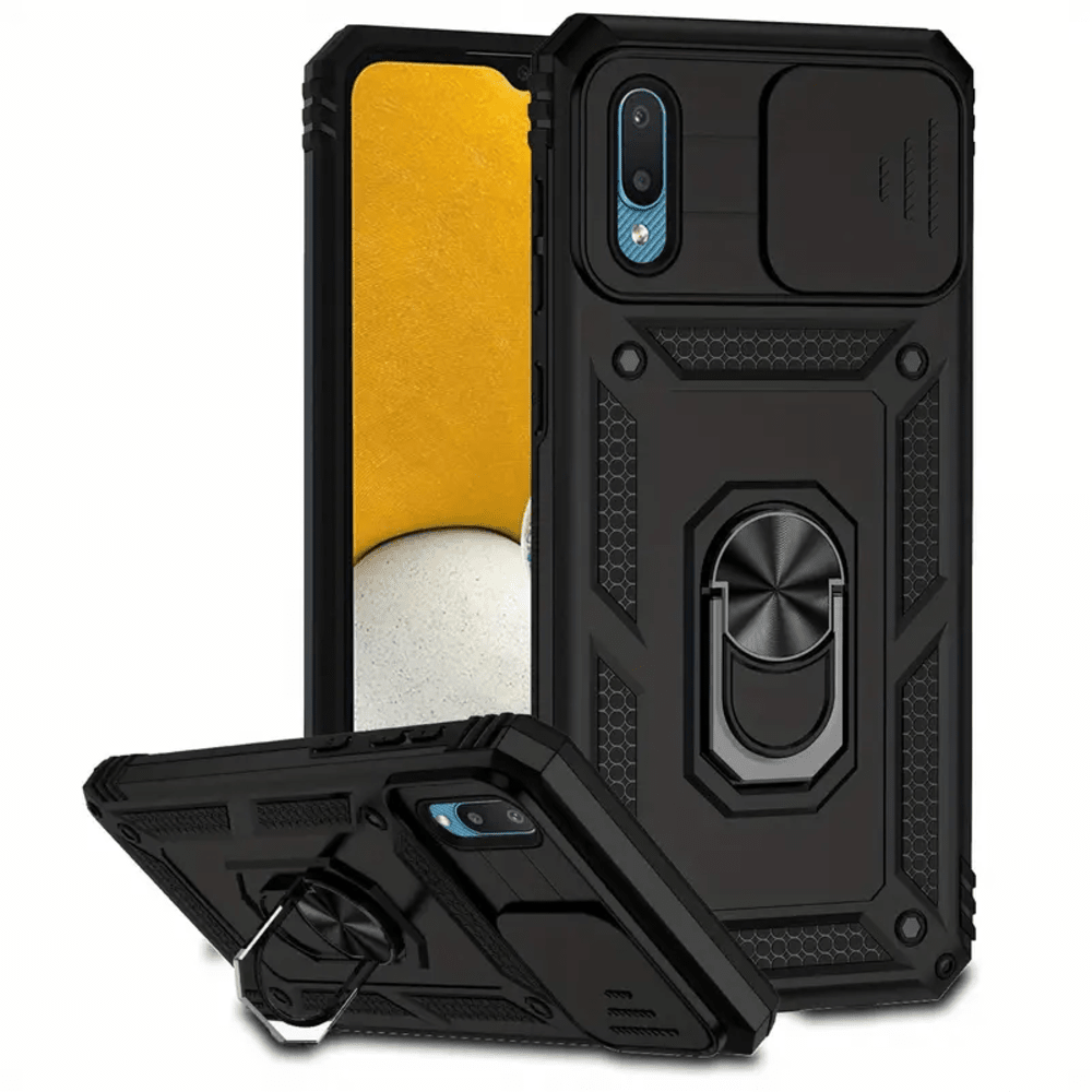 Funda Case para Samsung A02 con protector de camara Negro Resistente ante Caídas y Golpes