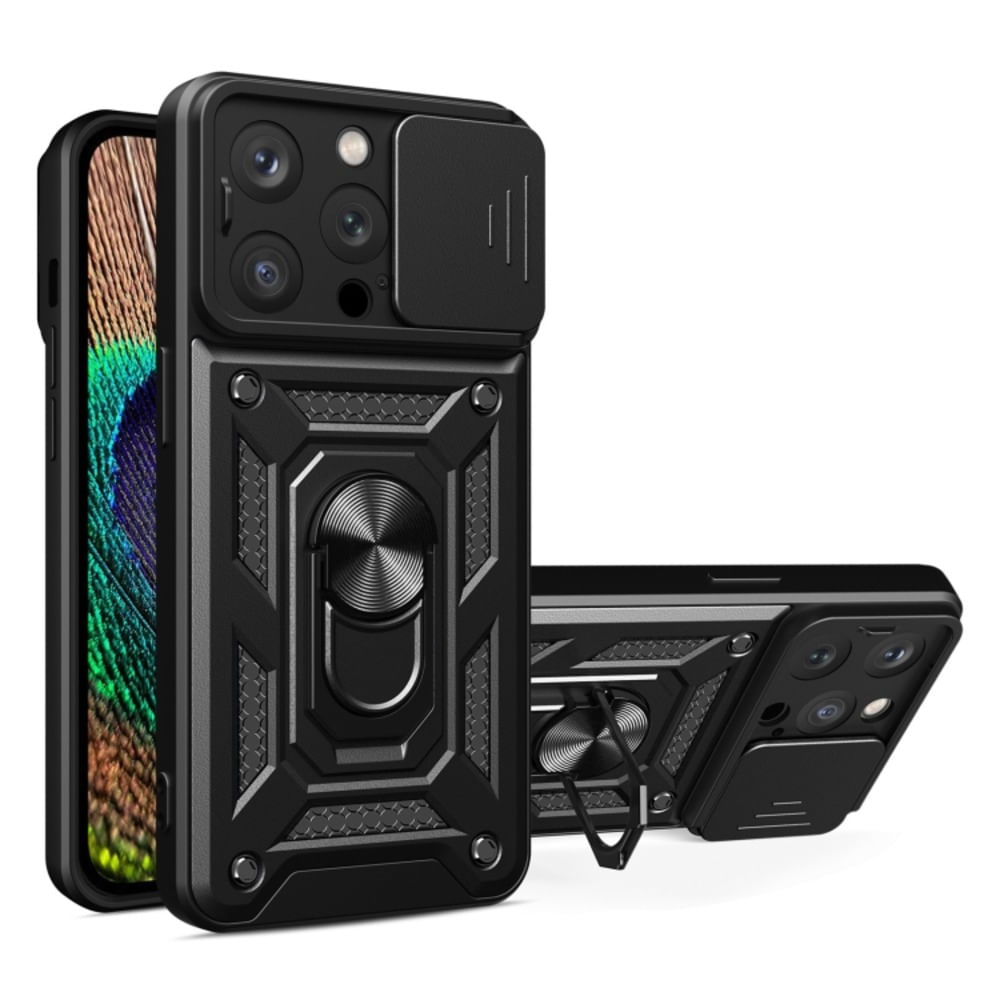 Funda Case para iPhone 14 Pro con protector de camara Negro Resistente ante Caídas y Golpes