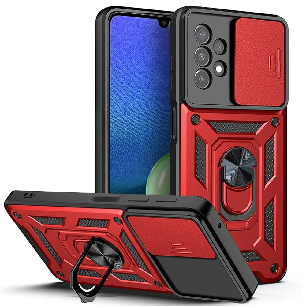 Funda Case para Samsung A53 con protector de camara Rojo Resistente ante Caídas y Golpes