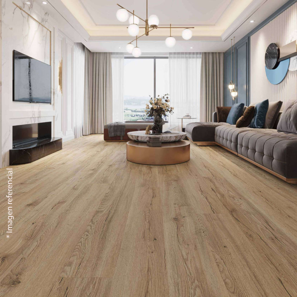 Piso Click SPC Roble Vasco 180x22cm 2.46m2 Piso Click SPC QUIET TEK XL Roble Vasco 208 - 7mm Espesor - 2.4624 m2