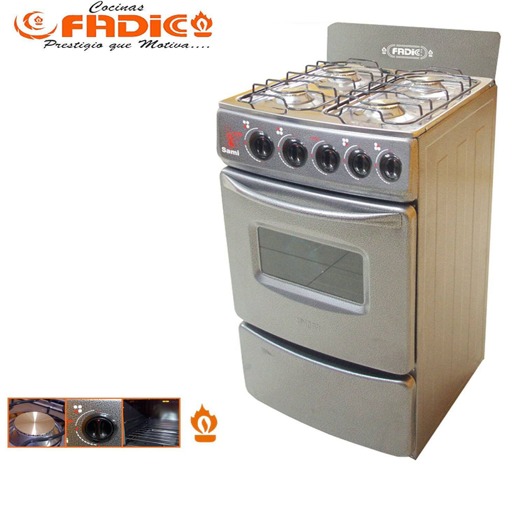 Cocina Fadic con respaldar y Horno 20 Sami 4H Gris