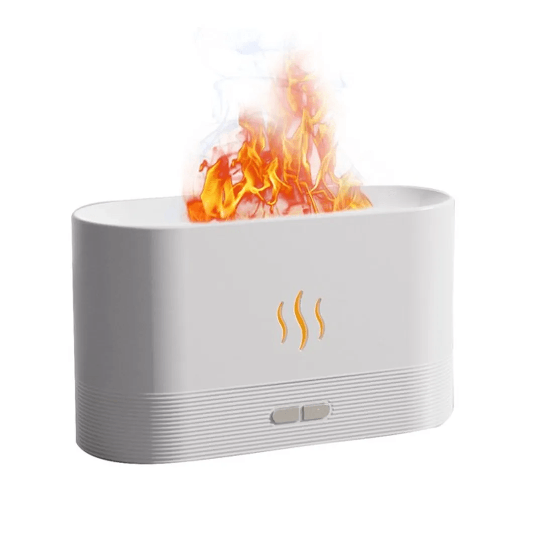 Humidificador Difusor de Aroma Aceite Esencial con Efecto Llama Fuego Blanco