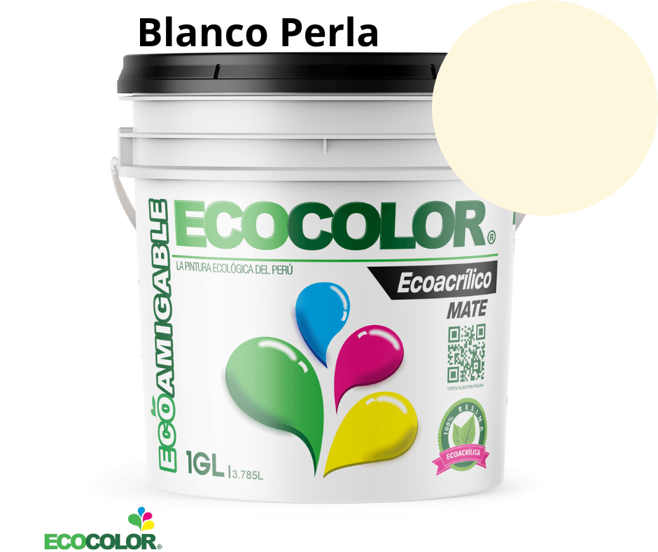 Pintura Ecológica ECOACRILICO MATE 1 Galón Blanco Perla