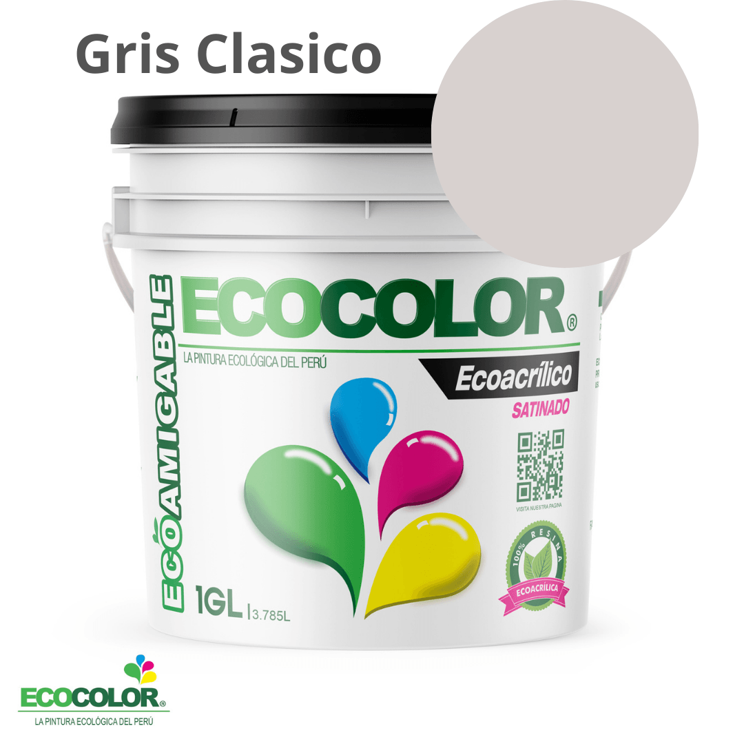 Pintura Ecológica ECOACRILICO SATINADO 1 Galón Gris Clásico