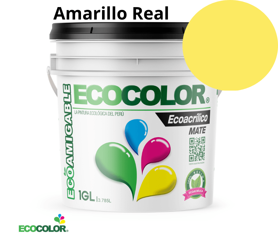 Pintura Ecológica ECOACRILICO MATE 1 Galón Amarillo Real