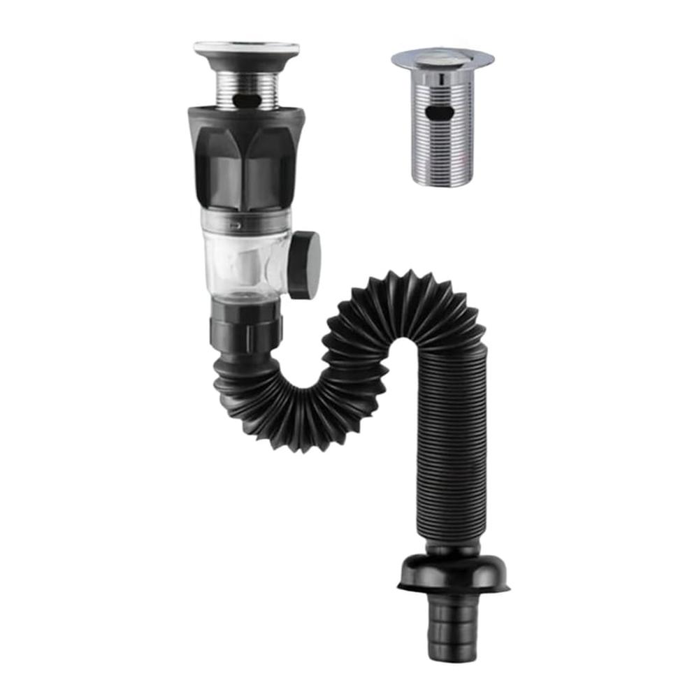 Desague Sifón Corrugado anti olor push NEGRO para Multifuncional o Baño