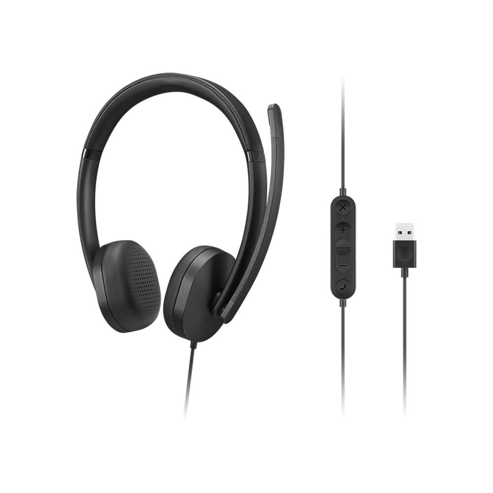Auriculares Lenovo ThinkPad Gen 2 con micrófono, conexión USB-A, sonido estéreo de alta calidad