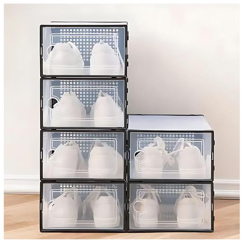 Set 20 Cajas Organizador de Zapatos reforzado con doble tapa Negro