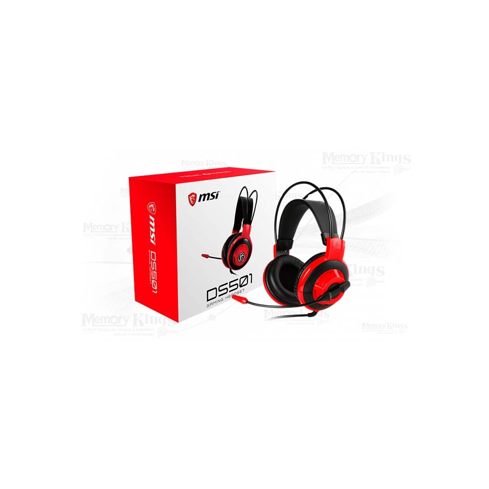 Auriculares Gaming MSI DS501 en negro y rojo - Sonido envolvente y comodidad superior