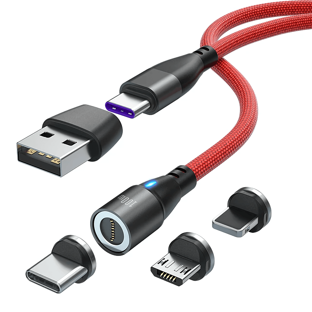 Cable Magnético 100w Greenport 6 En 1 / 360° - 1 Metro / Rojo Cable Cargador Magnético 100w Greenport 6 En 1 / 1 Metro - 360 - Rojo Cable Magnético 100w Greenport 6 En 1 / 360° - 1 Metro / Rojo Cable Cargador Magnético 100w Greenport 6 En 1 / 1 Metro - 360 - Rojo