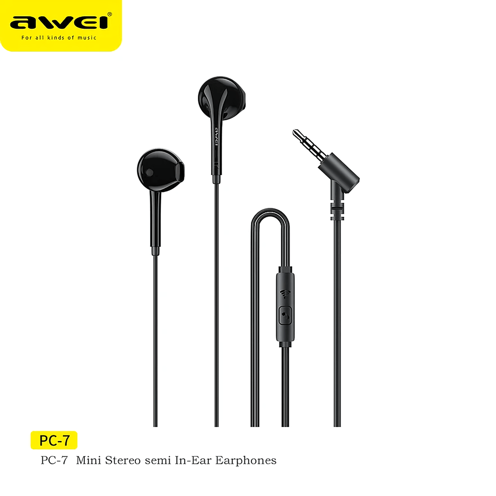 Auriculares Awei PC-7 Alambricos - Negro Auriculares Awei PC-7 Alambricos - Negro