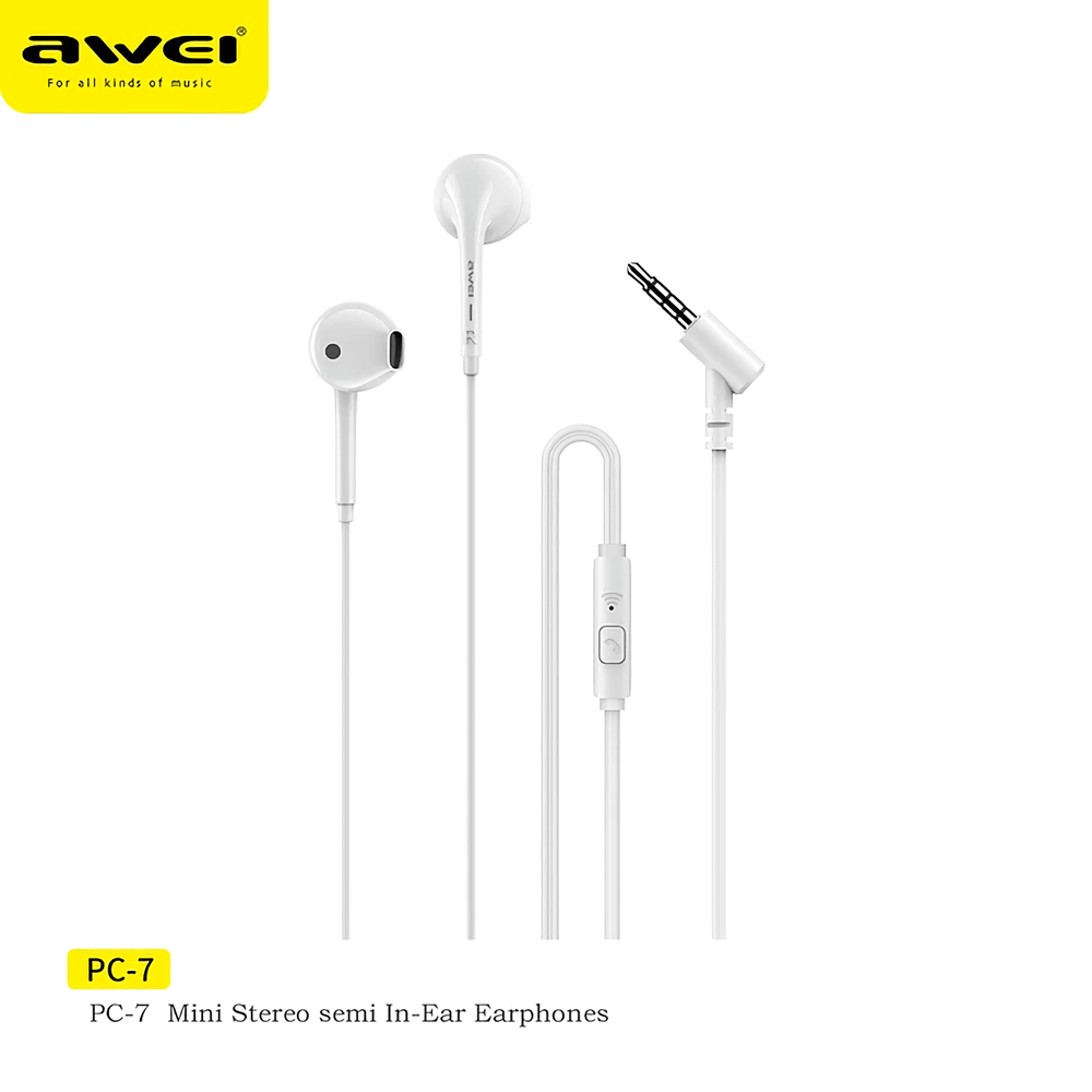 Auriculares Awei PC-7 Alambricos - Blanco Auriculares Awei PC-7 Alambricos - Blanco