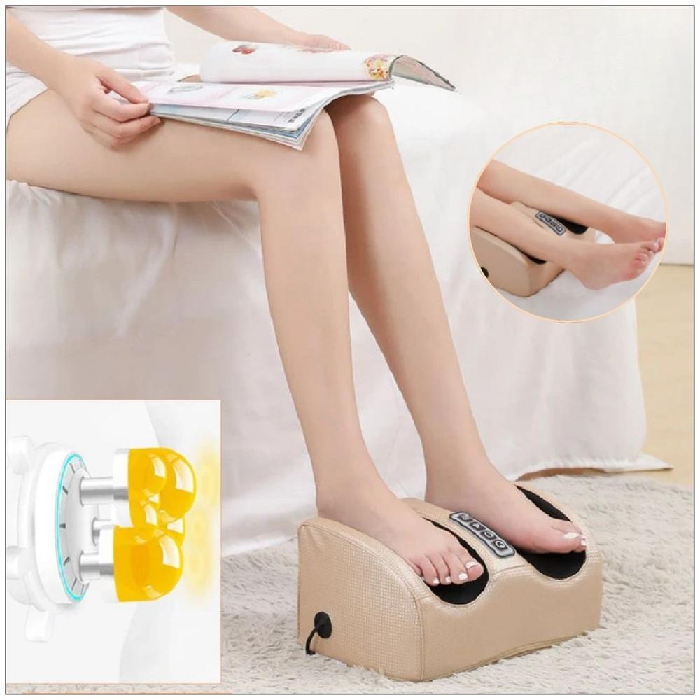 Masajeador Eléctrico de Pies Piernas Brazos Multifuncional con 2 Cabezales Dorado