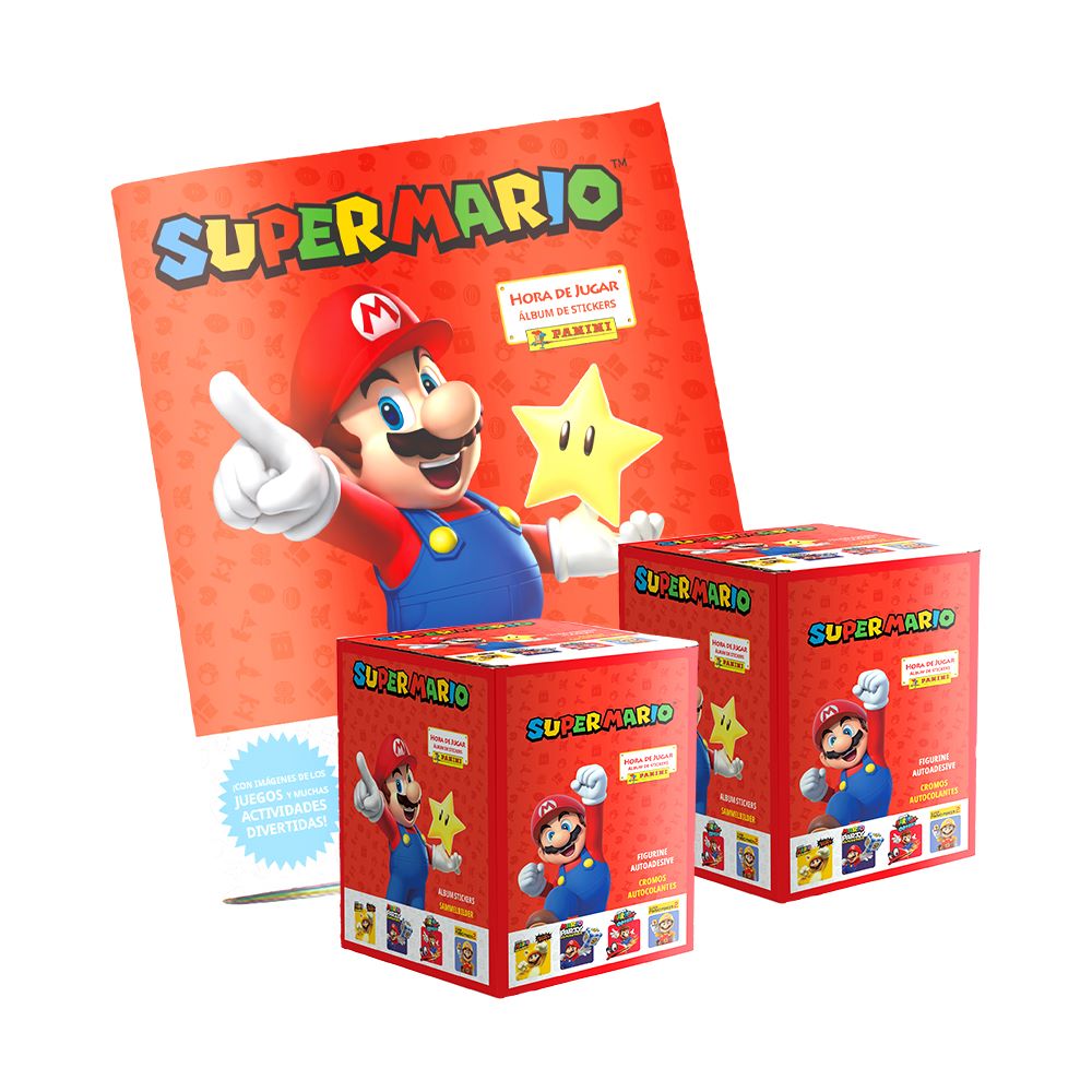 ALBUM SUPER MARIO, ALBUM TAPA BLANDA + 2 PAQUETONES - Oechsle
