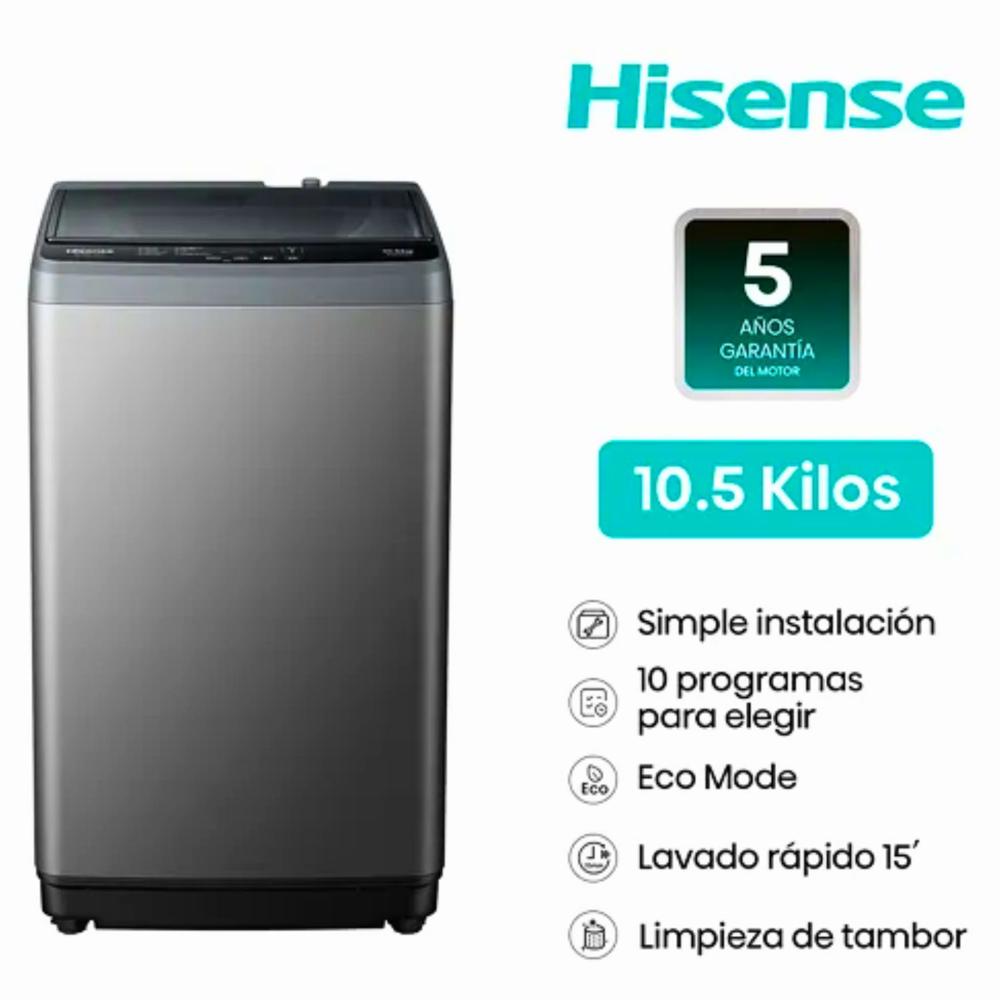 Lavadora Hisense Carga Superior 10.5kg WT1D1030UT Gris