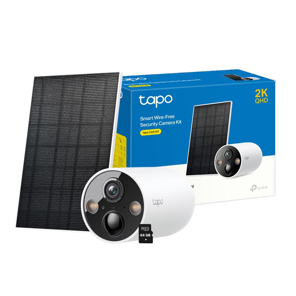 Cámara Tapo C425 KIT 4MP Audio 2 vías Detección IA Batería Panel 64GB