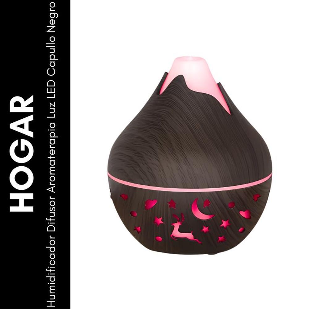 Humidificador Difusor Aromaterapia Luz LED Capullo Negro
