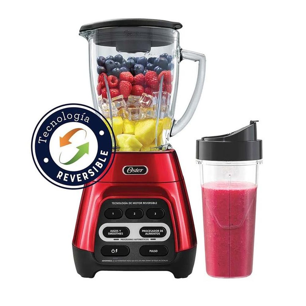 Licuadora Oster Tecnología Reversible y vaso Blend-N-Go BLSTPYG1310RBG