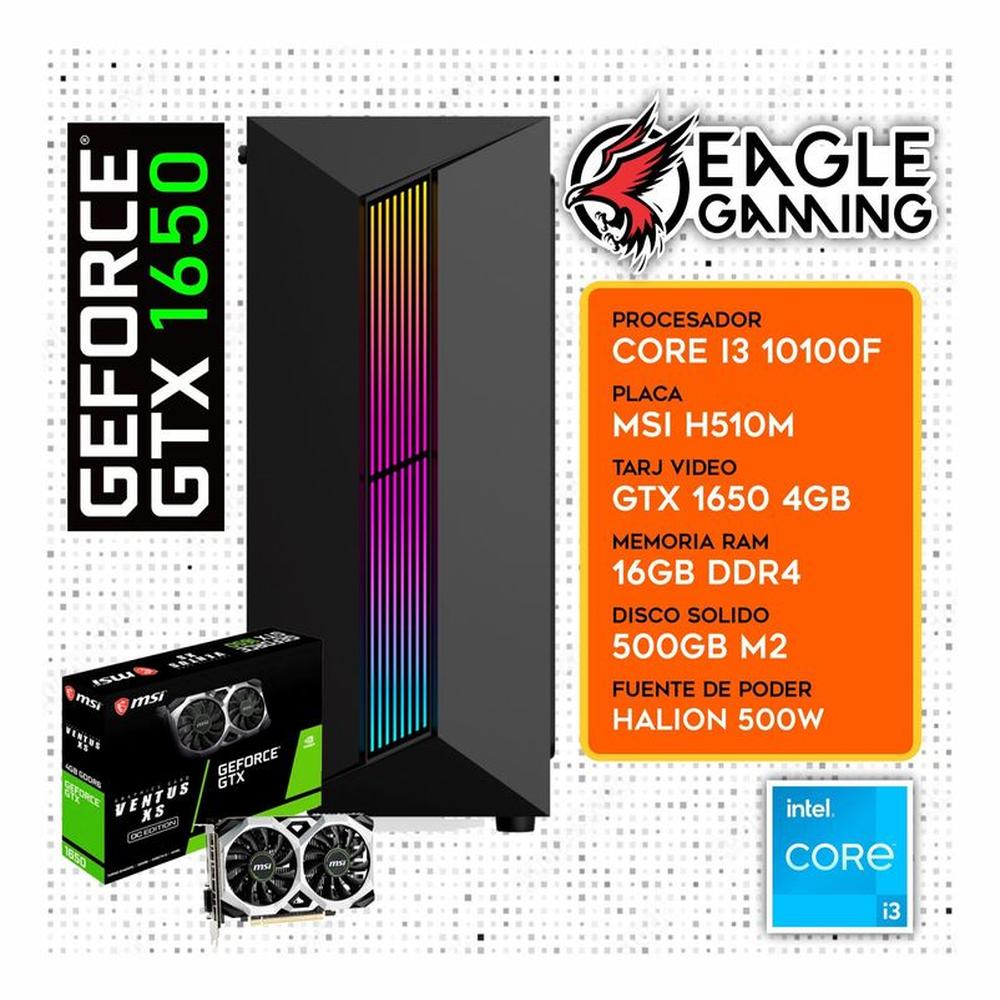 Computadora PC GAMER Core I3-10TH GTX 1650 4GB RAM 16GB SSD 500GB