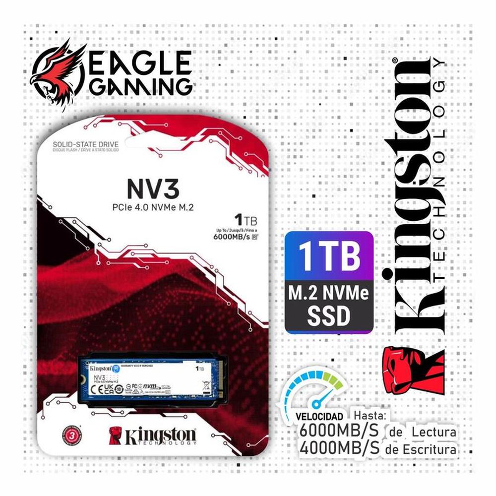 Disco Solido Kingston M.2 de 1TB NV3 4.0 6000 MBS