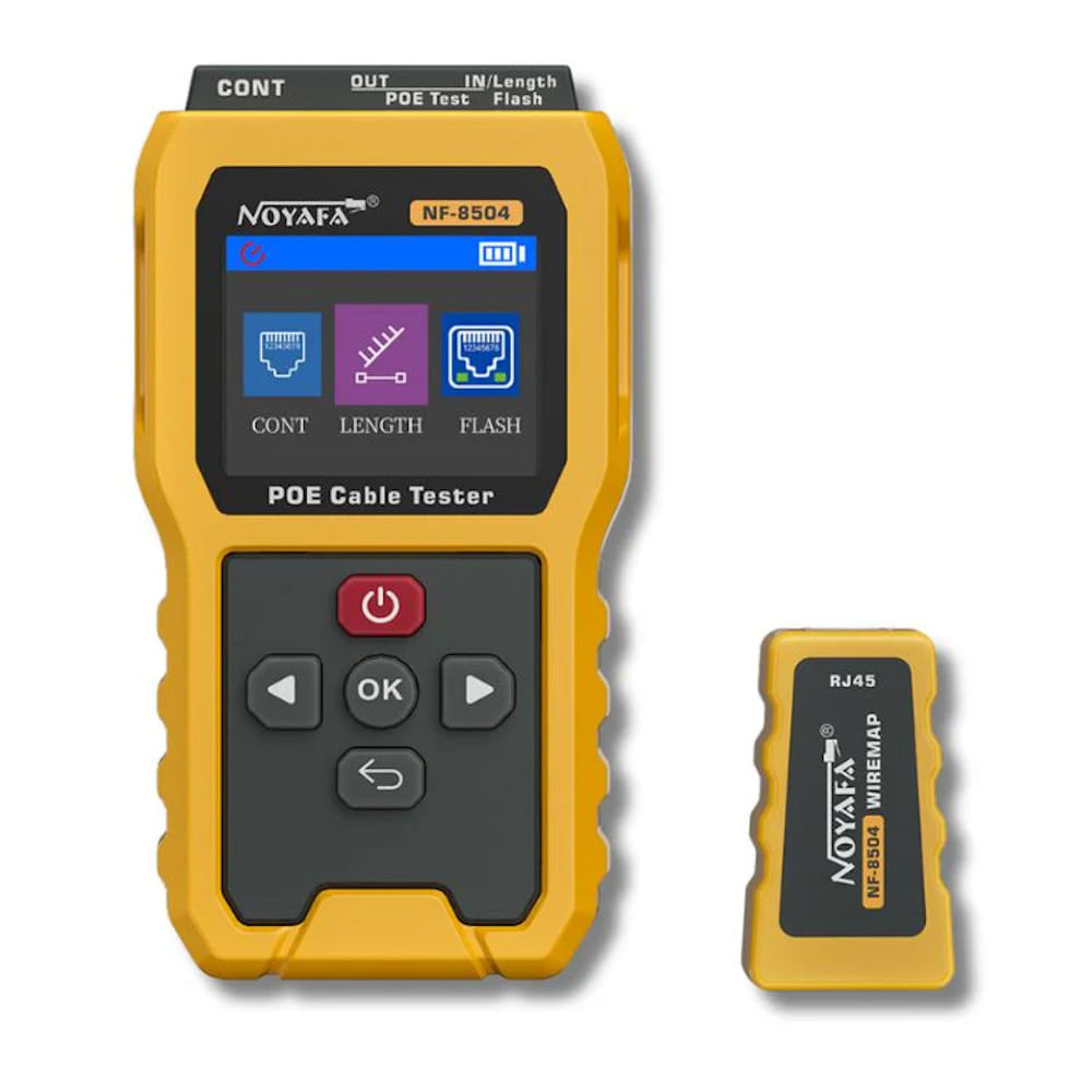 Noyafa NF-8504 Probador de Cables CAT5/CAT6  PoE AT/AF/BT, Medidor de Longitud