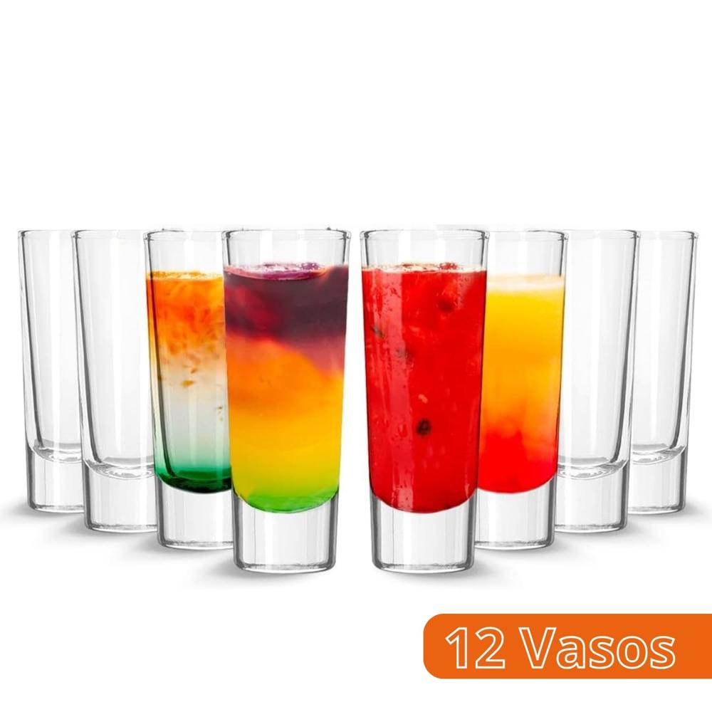 Vaso Shot Vidrio 28ml Prácticos y Resistentes 12 Unidades
