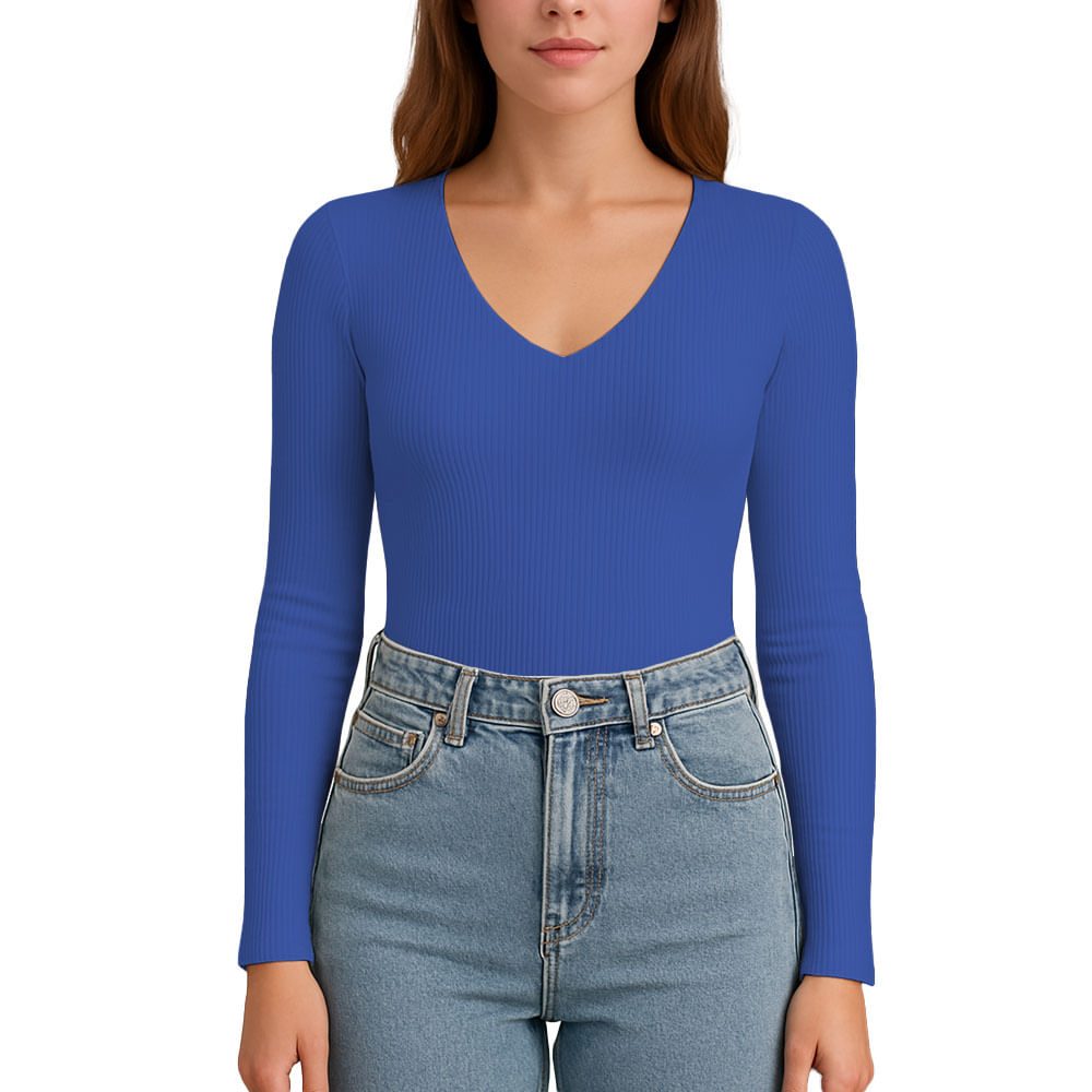 Polo Cuello V Rib Acanalado con Forro Lul810 Fab-17 Color