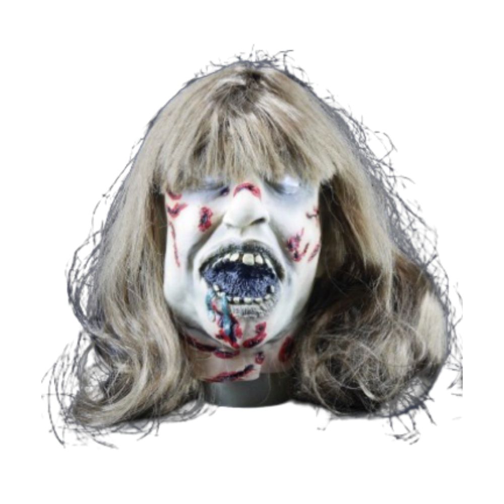 Máscara Látex Exorcista con Cabello Cosplay Halloween Oechsle