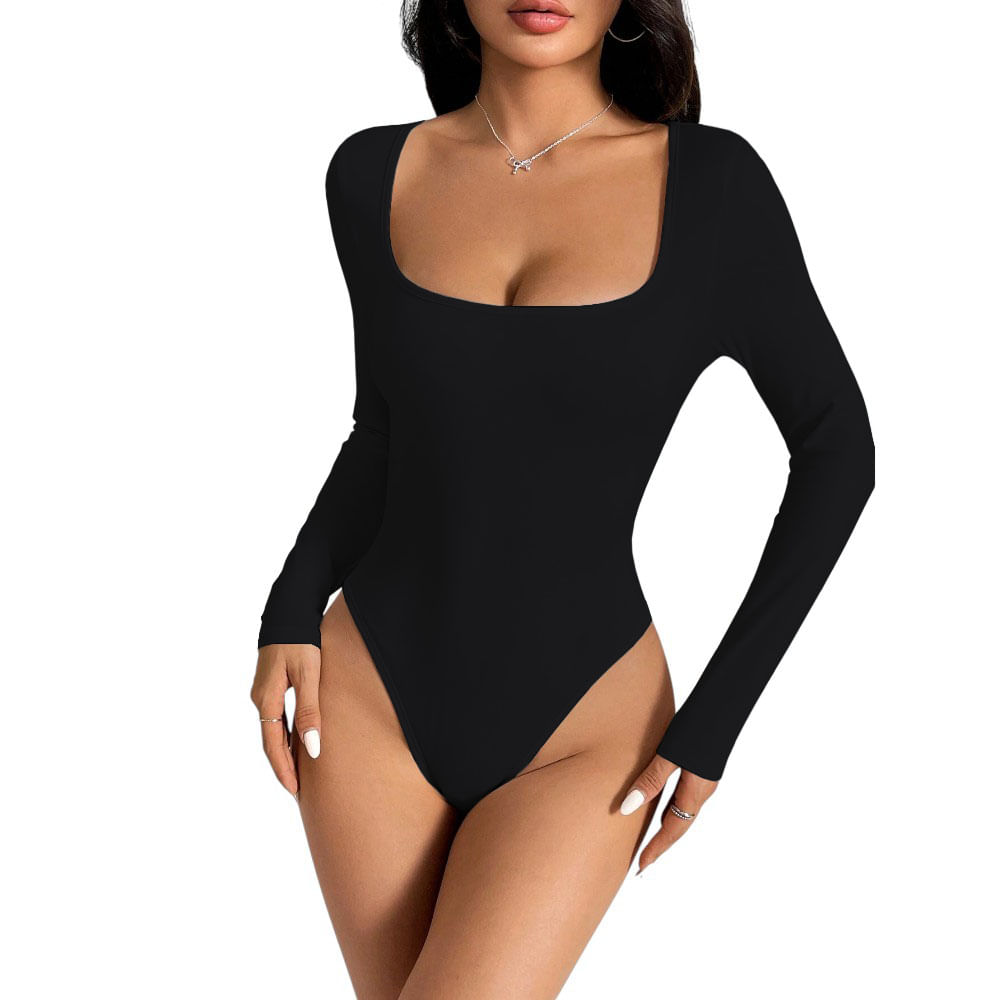Body Manga Larga Anasotluc-17 Rib Color Negro