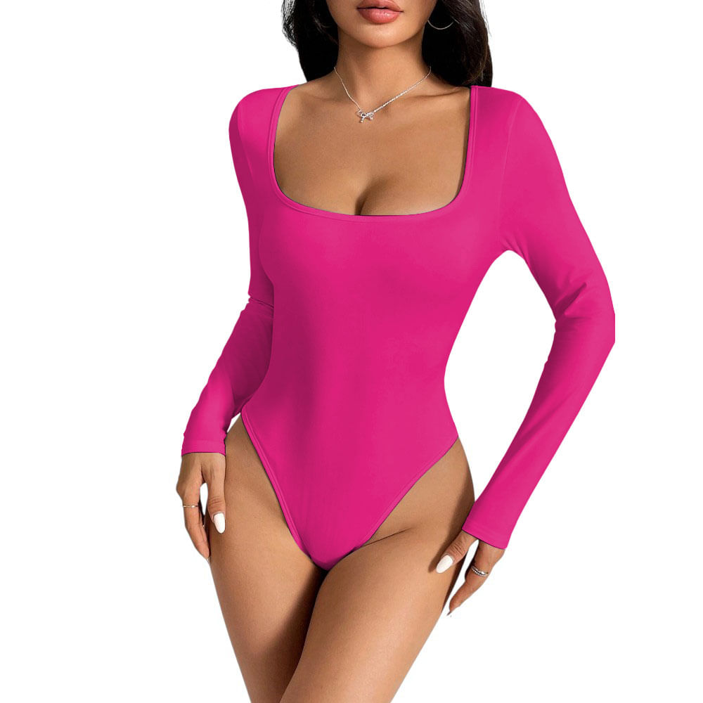 Body Manga Larga Anasotluc-17 Rib Color Fucsia