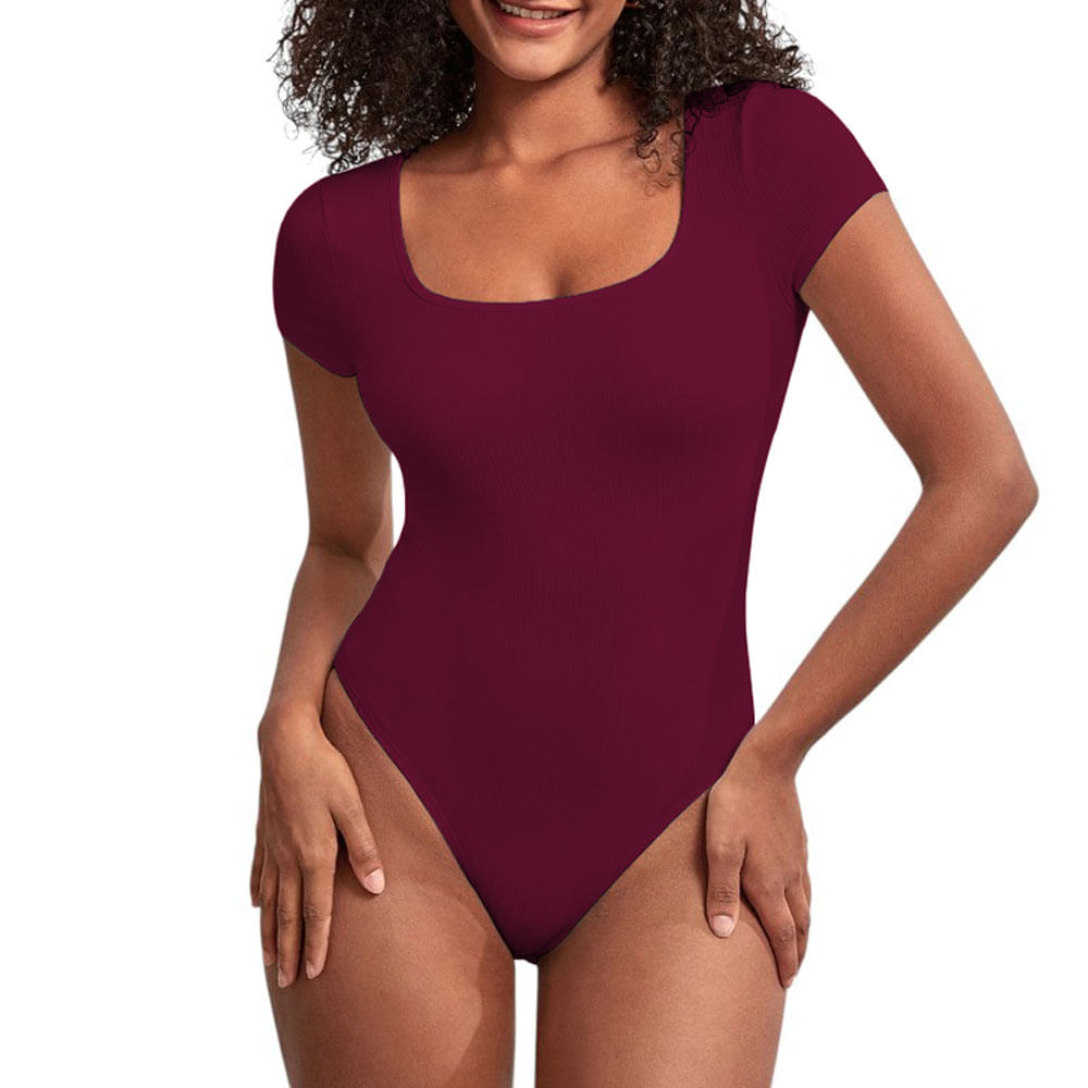 Body Manga Corta Anasotluc-17 Rib Color Vino