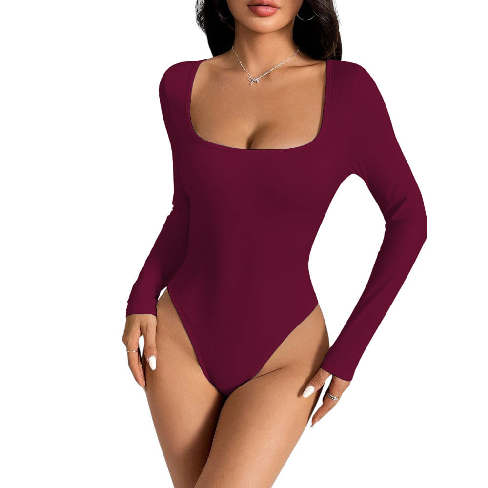 Body Manga Larga Anasotluc-17 Rib Color Vino