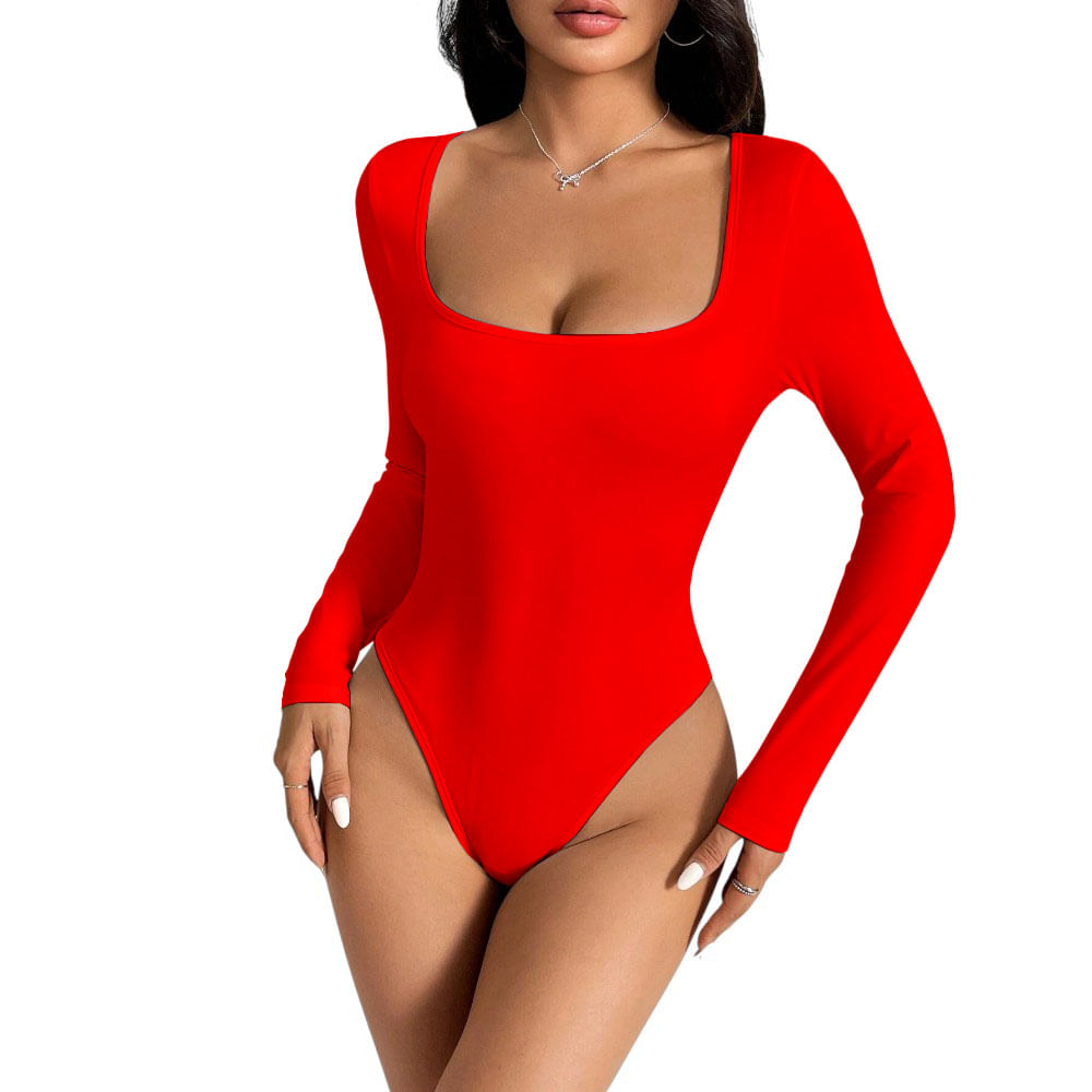 Body Manga Larga Anasotluc-17 Rib Color Naranja