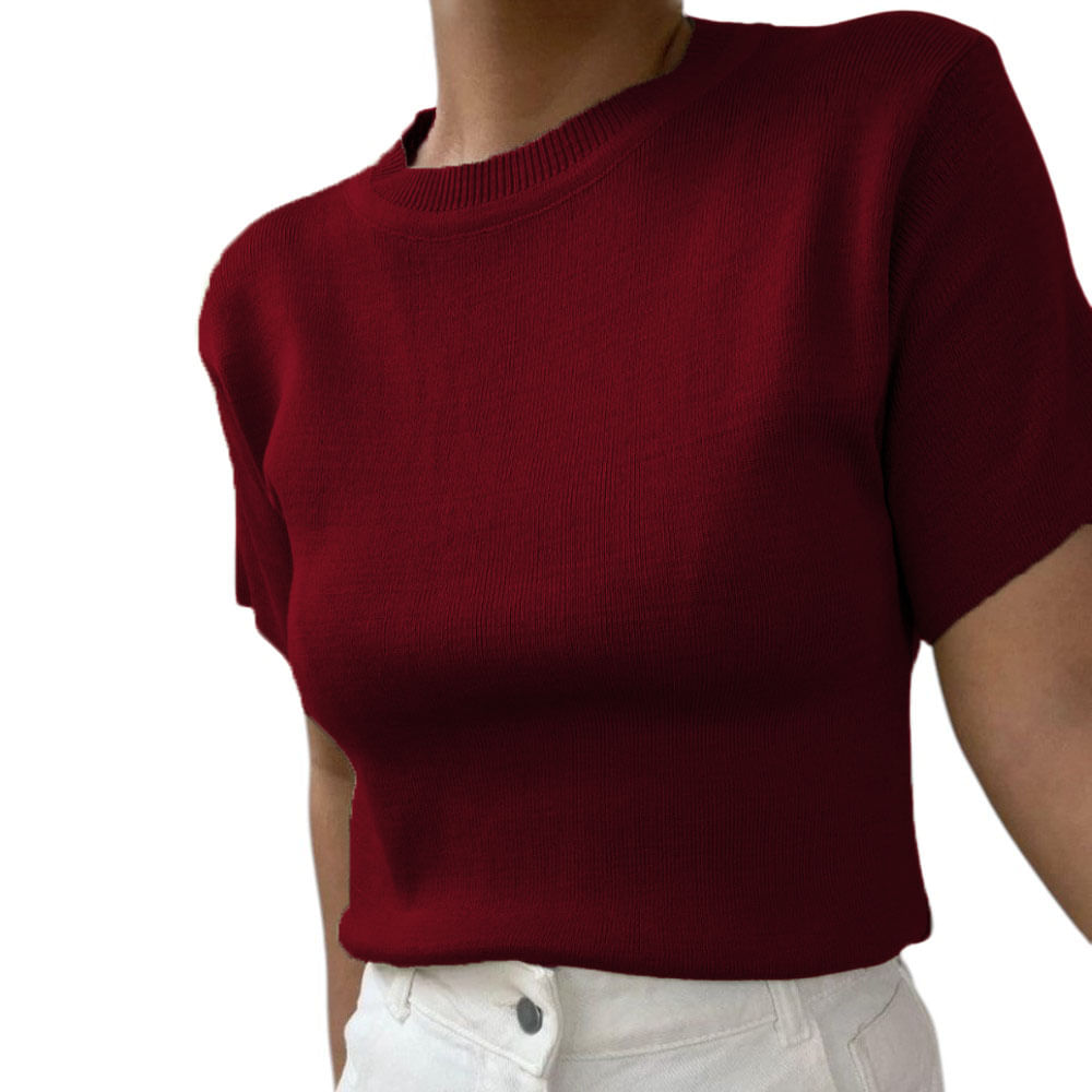 Polo Manga 35 Hilo Mujer Vino 359G-18 Color Guinda