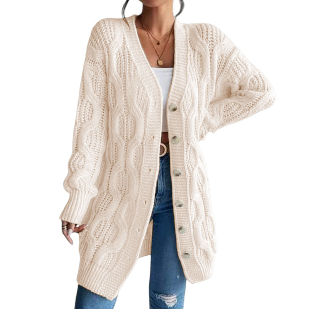 Chompa Mujer Hilo Invierno Botones 127G BRA-32 Color Perla