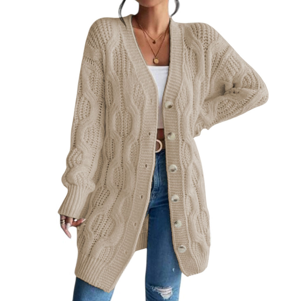 Chompa Mujer Hilo Invierno Botones 127G BRA-32 Color Beige