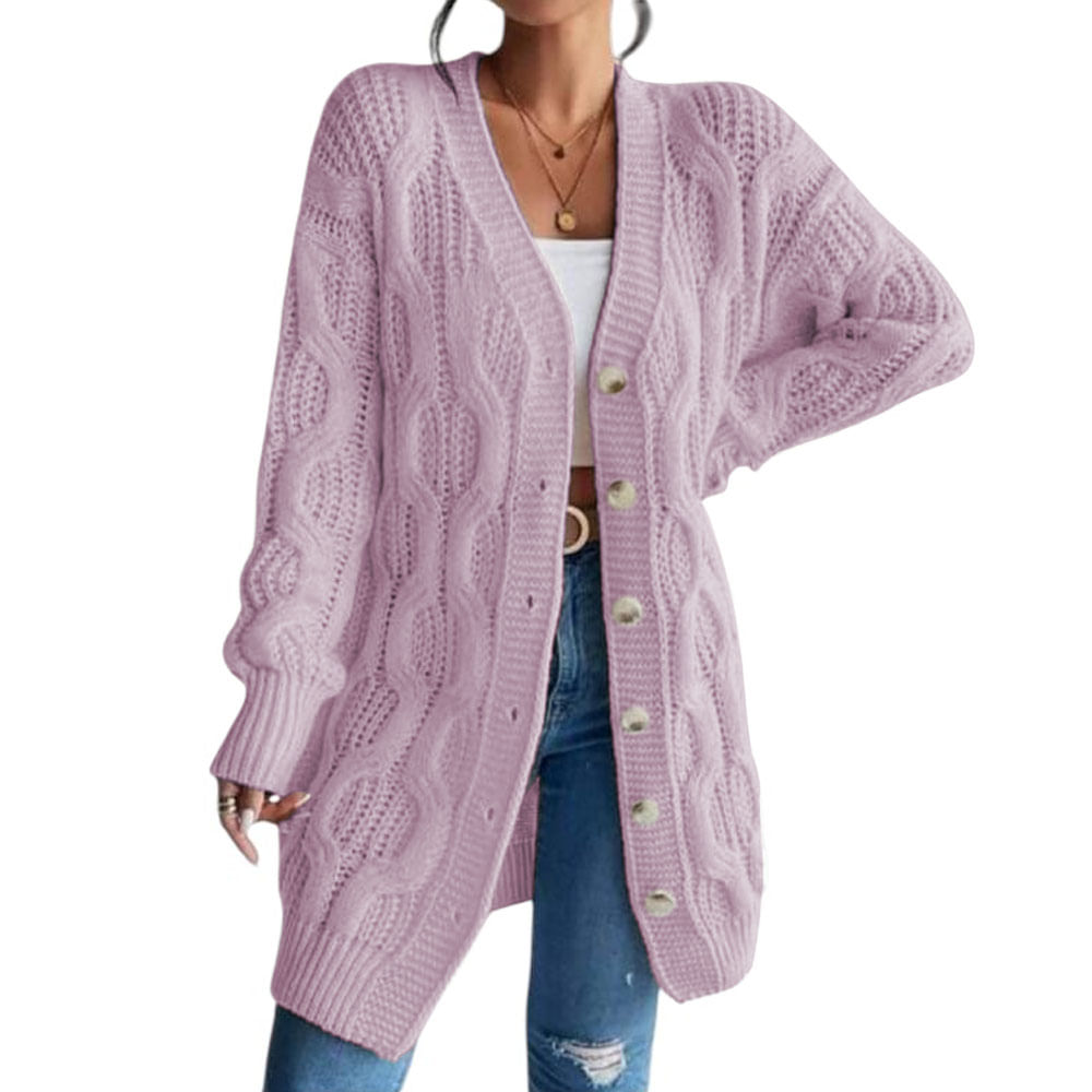 Chompa Mujer Hilo Invierno Botones 127G BRA-32 Color Rosa