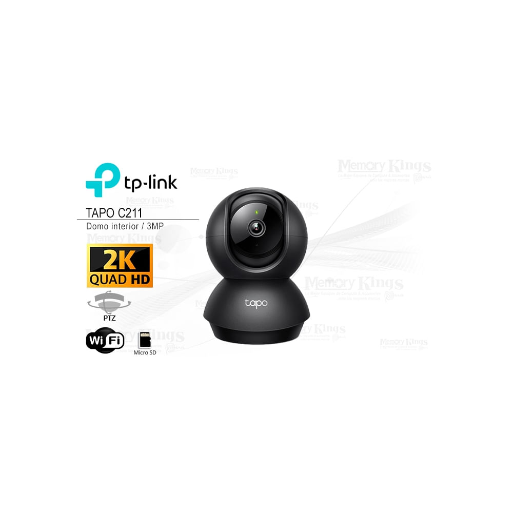 Cámara WiFi TP-Link Tapo C211 2K con visión 360° y slot para mSD - Seguridad inteligente con alta d