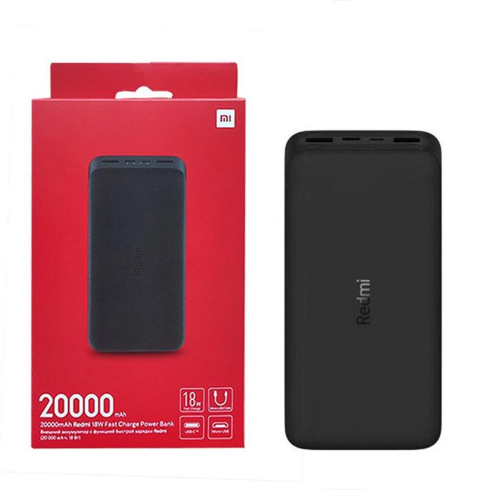 Power Bank Xiaomi Redmi 20000mha 18W Carga Rápida - NEGRO