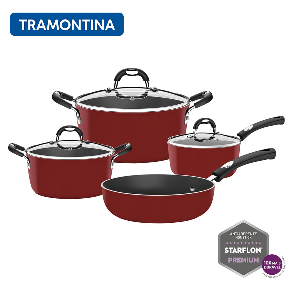 Set Ollas Tramontina 7 Pzas Monaco Rojo 28799/701