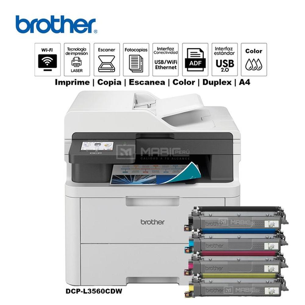 Impresora Láser color Brother DCP-L3560CDW Duplex WIFI Red ADF Impresora Láser color Brother DCP-L3560CDW Duplex WIFI Red ADF