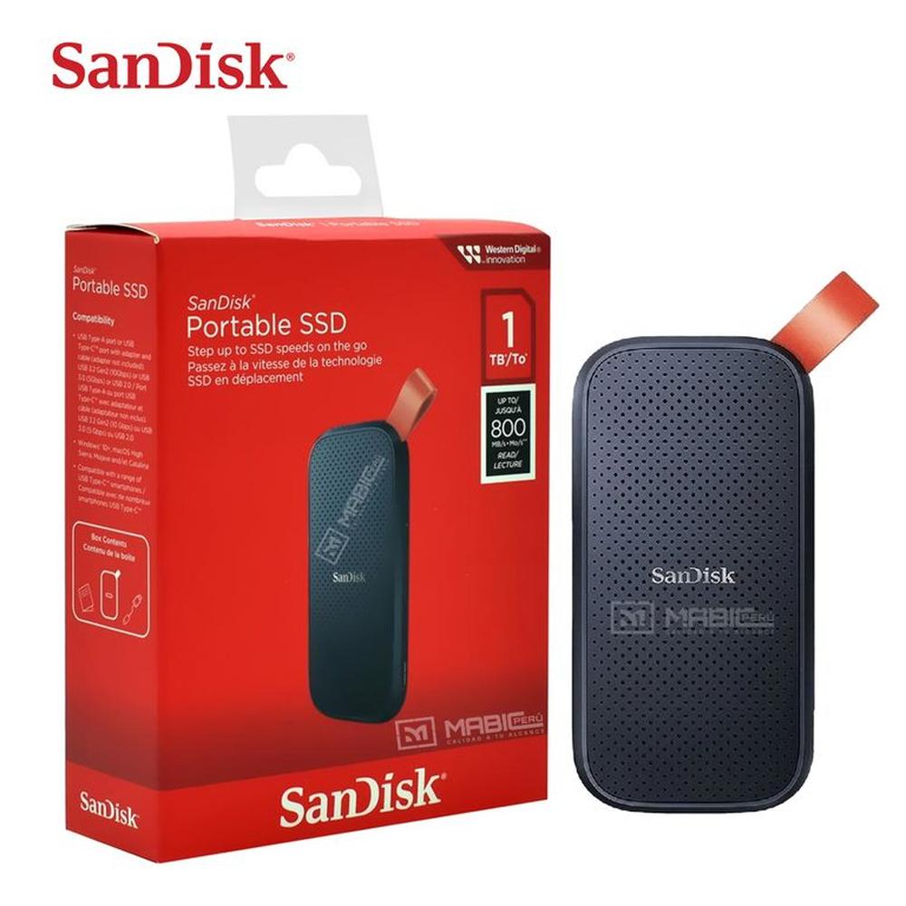 Disco Sólido Externo Sandisk SSD 1TB - Negro - Portátil