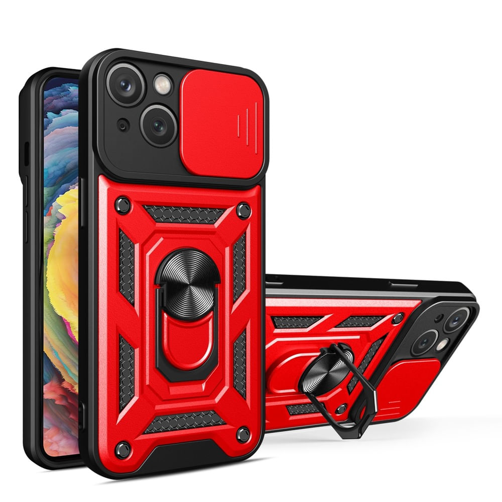 Funda Case para iPhone 13 con protector de camara Rojo Resistente ante Caídas y Golpes