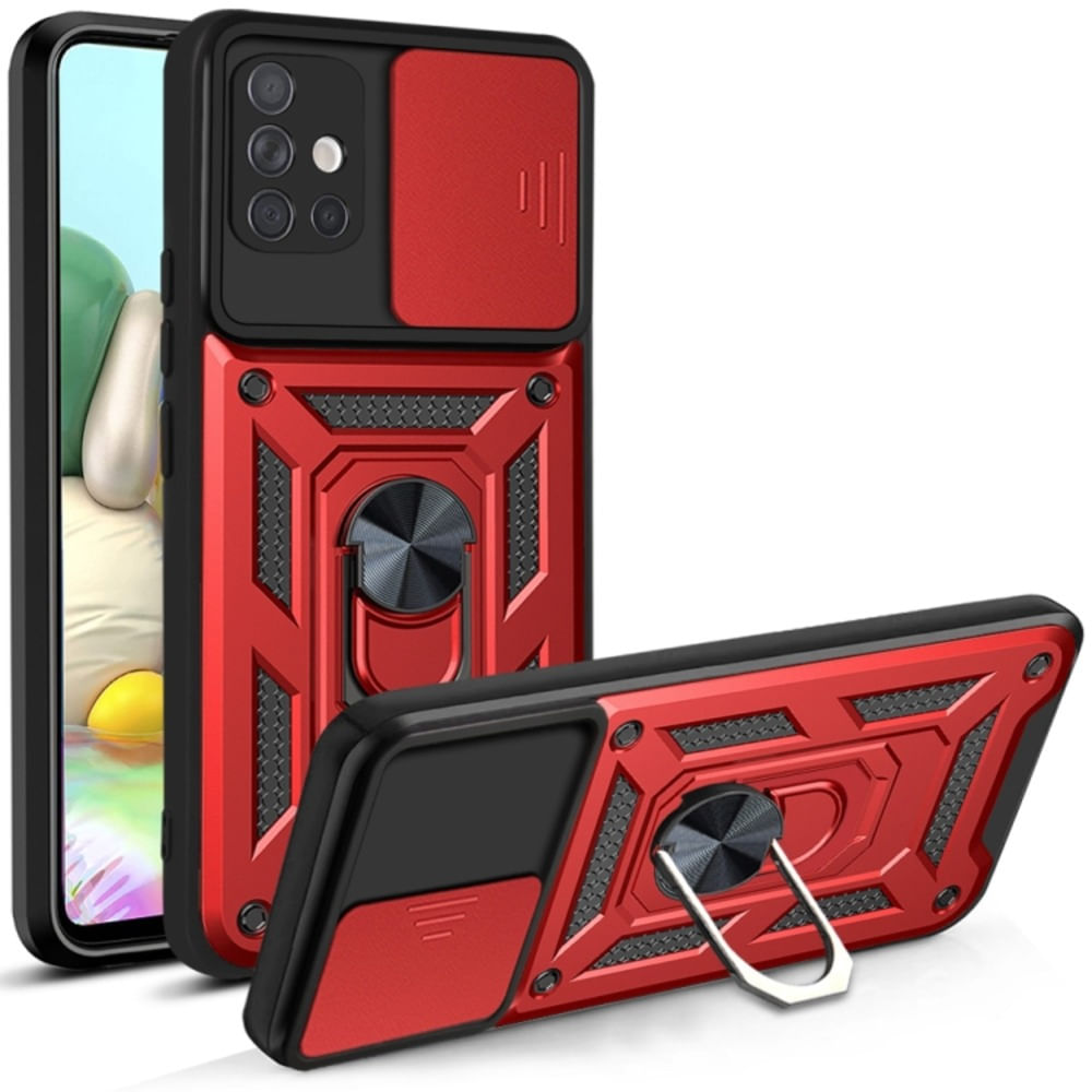 Funda Case para Samsung A72 con protector de camara Rojo Resistente ante Caídas y Golpes
