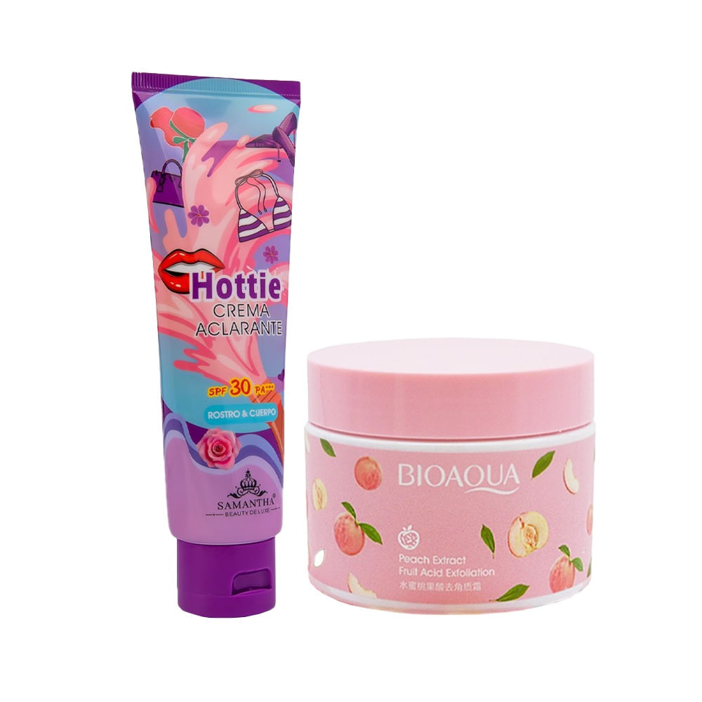 Gel Exfoliante de Durazno + Crema Aclarante Hottie Gel Exfoliante de Durazno + Crema Aclarante Hottie