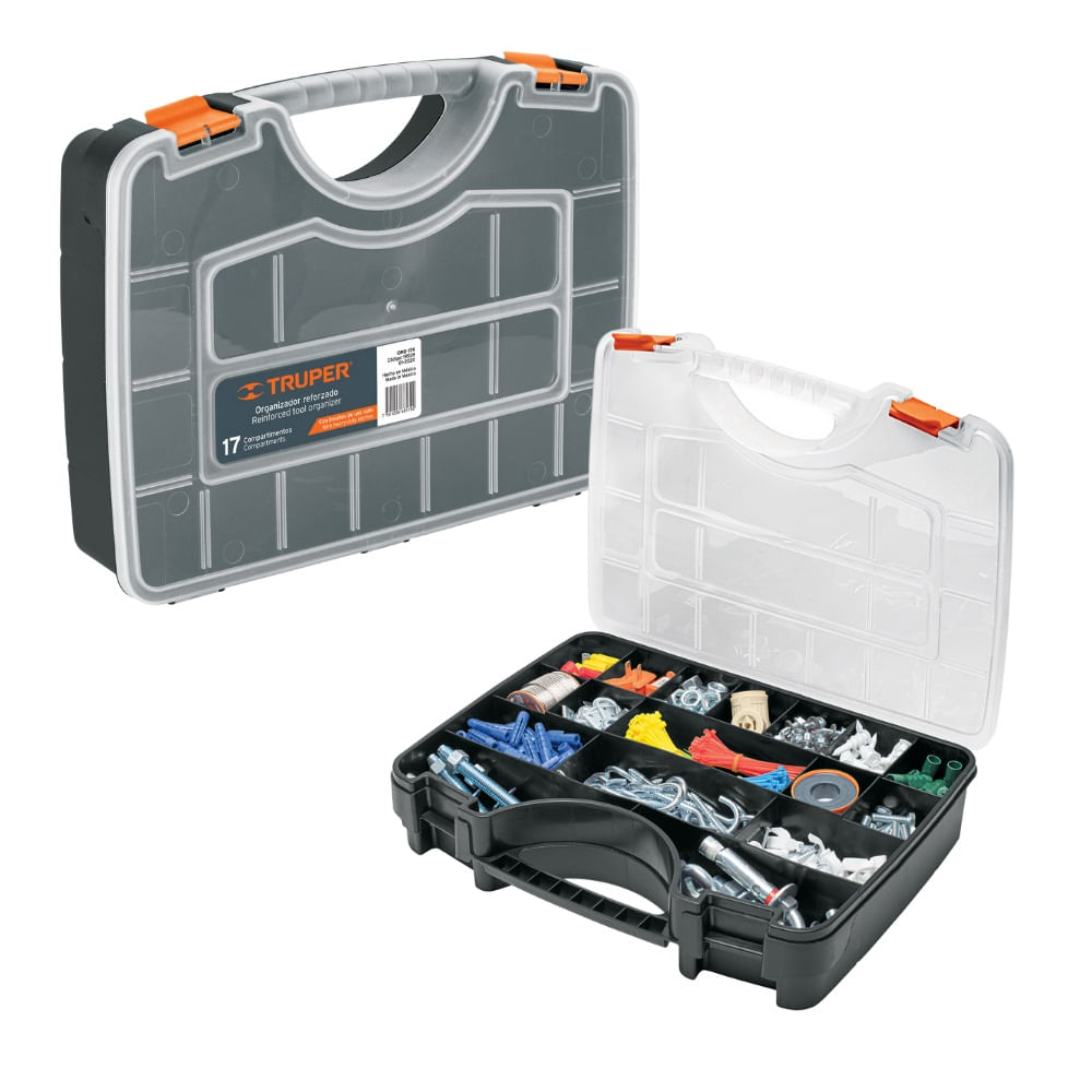 Organizador plastico reforzado de 17” con 17 compartimentos Truper ORG-17X Organizador plastico reforzado de 17” con 17 compartimentos Truper ORG-17X