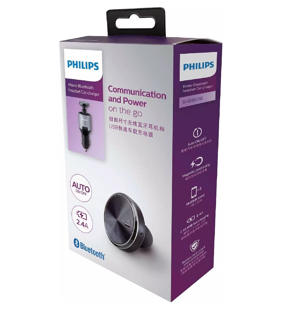 Bluetooth con Cargador Usb Philips SHB1803 Negro